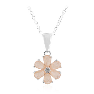 Collier en argent et Quartz pêche pastel