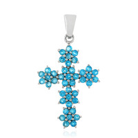 Pendentif en argent et Apatite bleu néon
