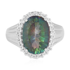 Bague en argent et Quartz mystique vert