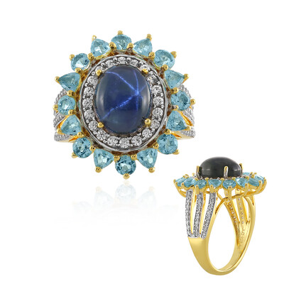 Bague en argent et Saphir étoilé bleu