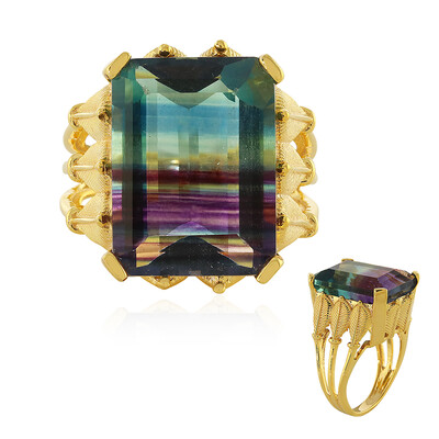 Bague en argent et Fluorite multicolore