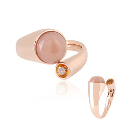 Bague en or et Pierre de lune pêche (KM by Juwelo)