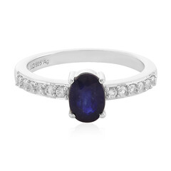 Bague en argent et Saphir bleu de Madagascar