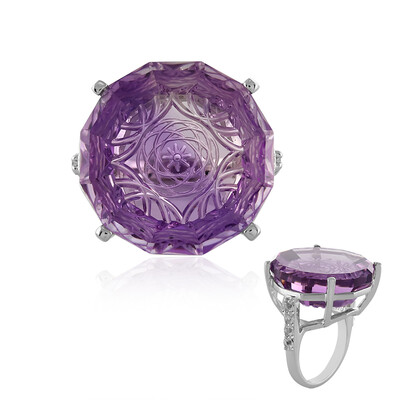 Bague en argent et Améthyste Rose de France