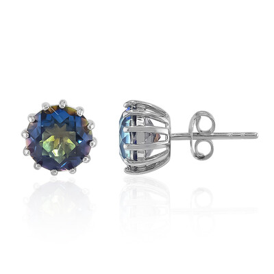 Boucles d'oreilles en argent et Quartz mystique bleu