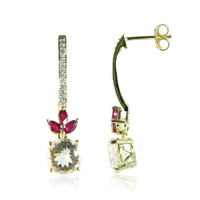 Boucles d'oreilles en or et Morganite du Brésil (de Melo)