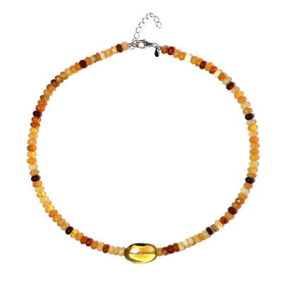 Collier en argent et Quartz miel