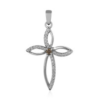 Pendentif en argent et Diamant champagne I2