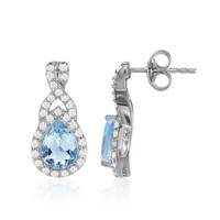 Boucles d'oreilles en argent et Topaze bleu ciel