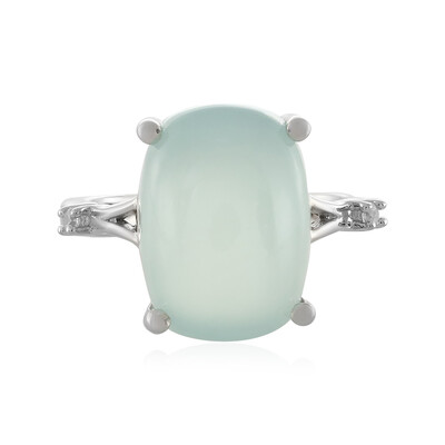 Bague en argent et Calcédoine d'eau