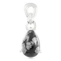 Pendentif en argent et Obsidienne Flocon-de-Neige