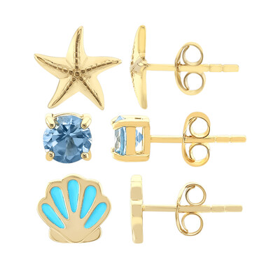Boucles d'oreilles en argent et Topaze bleu ciel