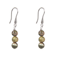 Boucles d'oreilles en argent et Rhyolite forêt équatoriale