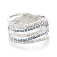 Bague en argent et Diamant bleu