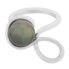 Bague en argent et Perle de culture de Tahiti