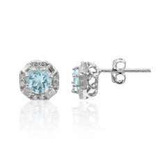 Boucles d'oreilles en argent et Topaze bleu ciel