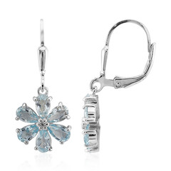 Boucles d'oreilles en argent et Topaze bleu ciel