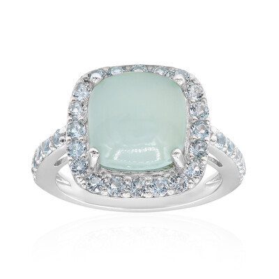 Bague en argent et Calcédoine lagune