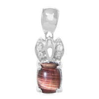 Pendentif en argent et Œil-de-tigre rouge