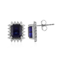 Boucles d'oreilles en argent et Saphir bleu de Madagascar