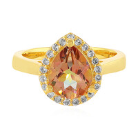 Bague en argent et Topaze mystique couleur pêche