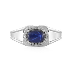 Bague en argent et Saphir étoilé bleu