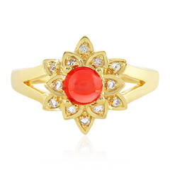Bague en argent et Opale rouge d'Éthiopie