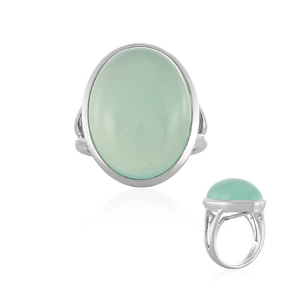 Bague en argent et Calcédoine d'eau