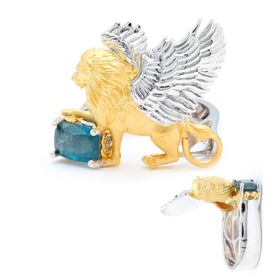 Bague en argent et Kyanite bleu pétrole (Gems en Vogue)