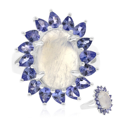 Bague en argent et Pierre de Lune de Ceylan