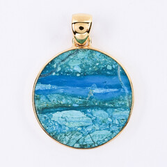 Pendentif en argent et Opale bleue d'Atacama