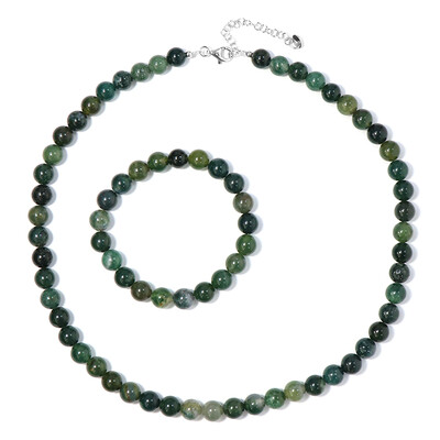 Parure en argent et Agate mousse