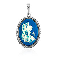 Pendentif en argent et Ambre bleue