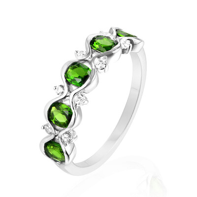 Bague en argent et Diopside de Russie