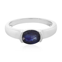 Bague en argent et Saphir bleu de Madagascar