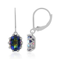 Boucles d'oreilles en argent et Quartz mystique bleu