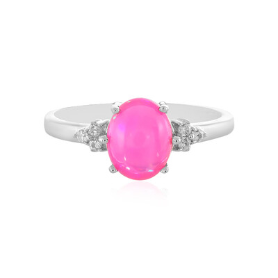 Bague en argent et Opale rose d'Éthiopie