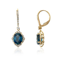 Boucles d'oreilles en or et Topaze bleu de Londres