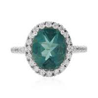 Bague en argent et Fluorite bleu pétrole de Belgique