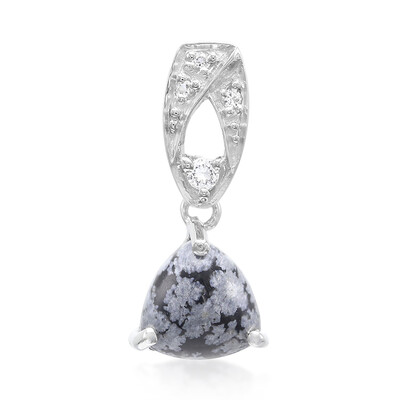 Pendentif en argent et Obsidienne Flocon-de-Neige