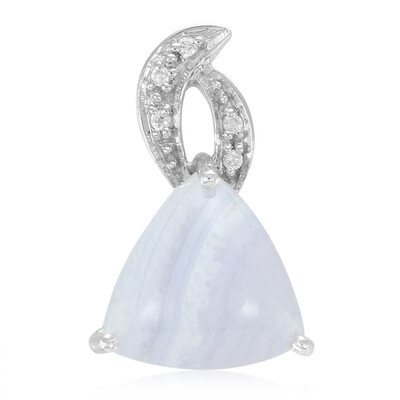 Pendentif en argent et Agate zonée bleue