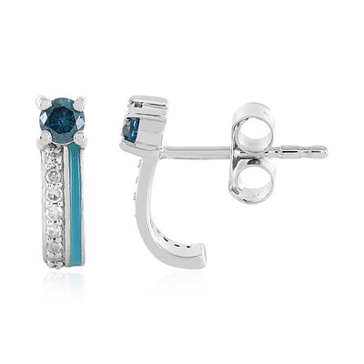 Boucles d'oreilles en argent et Diamant bleu I4