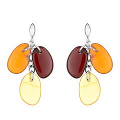 Boucles d'oreilles en argent et Ambre baltique couleur cognac