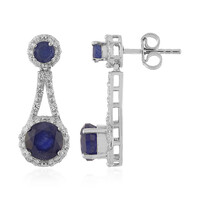 Boucles d'oreilles en argent et Saphir bleu de Madagascar