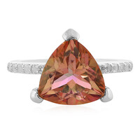 Bague en argent et Topaze mystique couleur pêche