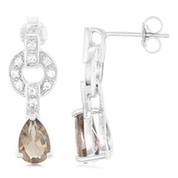 Boucles d'oreilles en argent et Quartz fumé