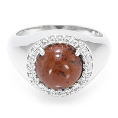 Bague en argent et Obsidienne acajou