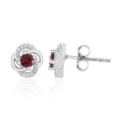 Boucles d'oreilles en argent et Spinelle rouge noble