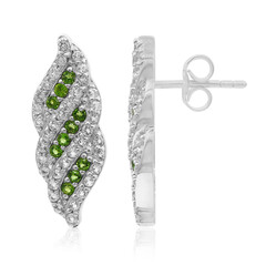 Boucles d'oreilles en argent et Diopside de Russie