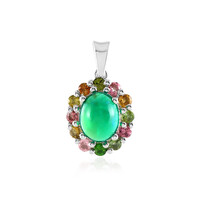 Pendentif en argent et Opale verte d'Éthiopie